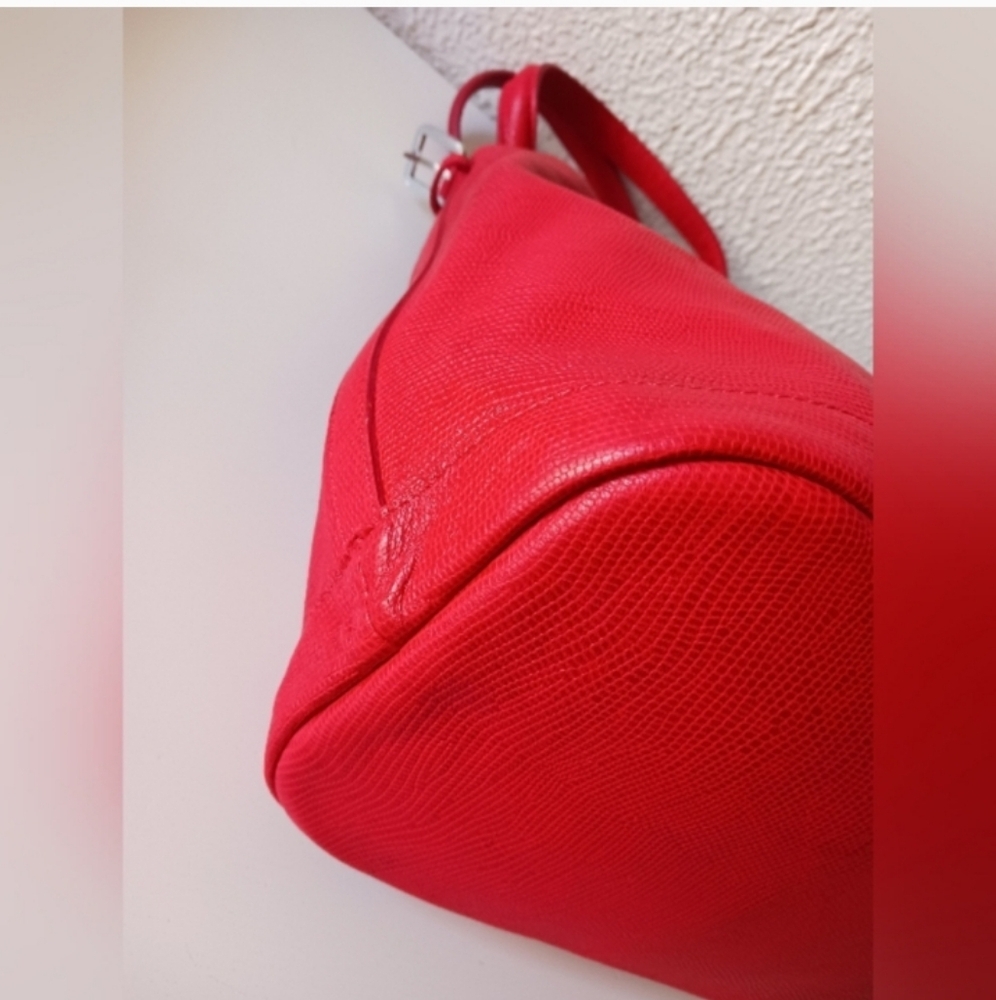 NWT Longchamp Vermillion red genuine leather bucket, tote,handbag bag - Picture 13 of 16